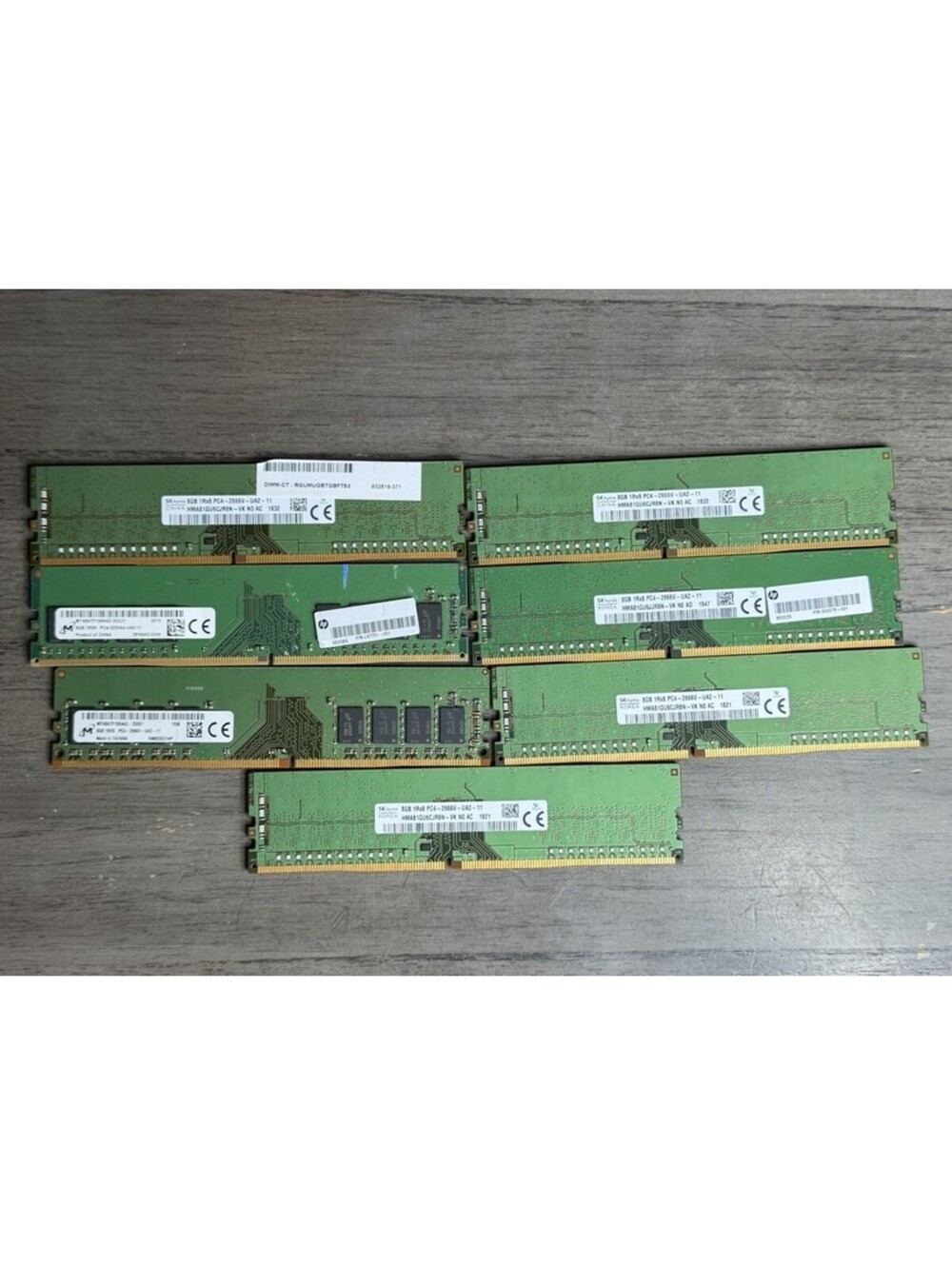 Lot of 7 - Mixed Brands  8GB 1Rx8 PC RAM Memory